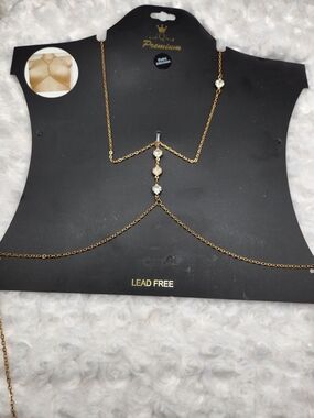 Gold Body Chain with Clear Crystal Accents